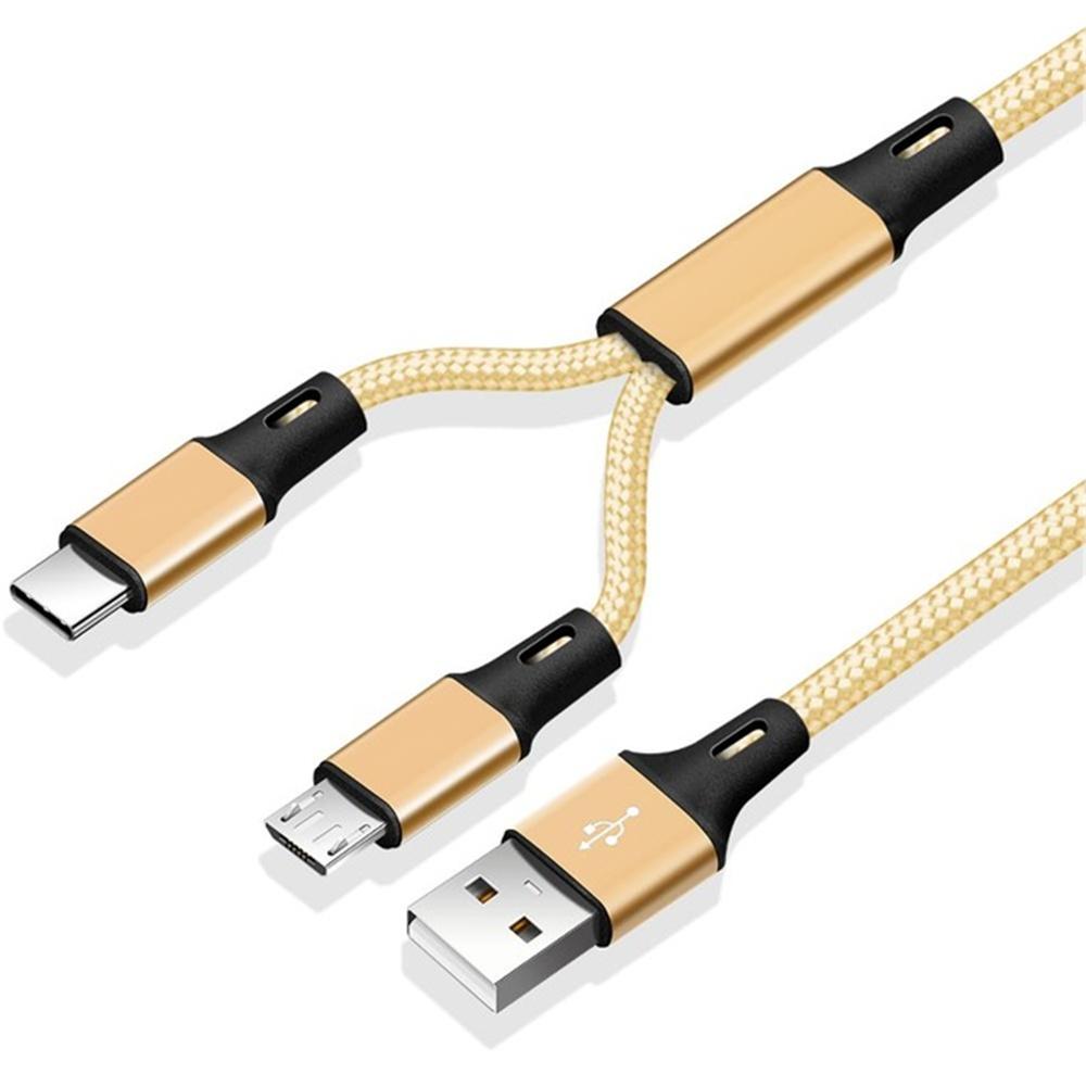 Кабель для зарядки Micro USB Кабели Type C Кабель-разветвитель для зарядки Шнур для зарядки телефона Кабель для быстрой зарядки золотой