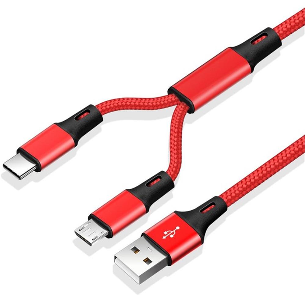 Кабели Type C Кабель для зарядки Micro USB Кабель для быстрой зарядки Кабель для зарядки Шнур для зарядки телефона Y-разветвитель красный