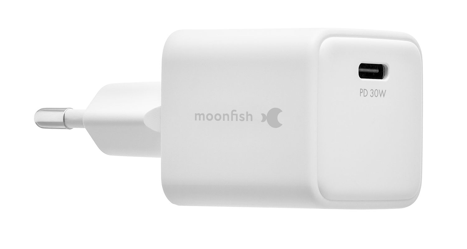 Питание и кабели moonfish Сетевое зарядное устройство USB-C, GaN, PD, 30 Вт, белый