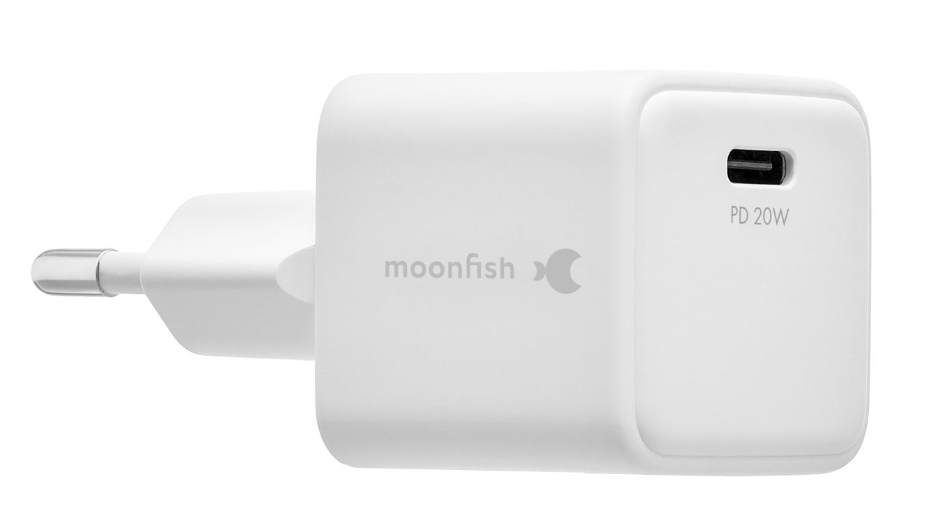 Питание и кабели moonfish Сетевое зарядное устройство USB-C, GaN, PD, 20 Вт, белый